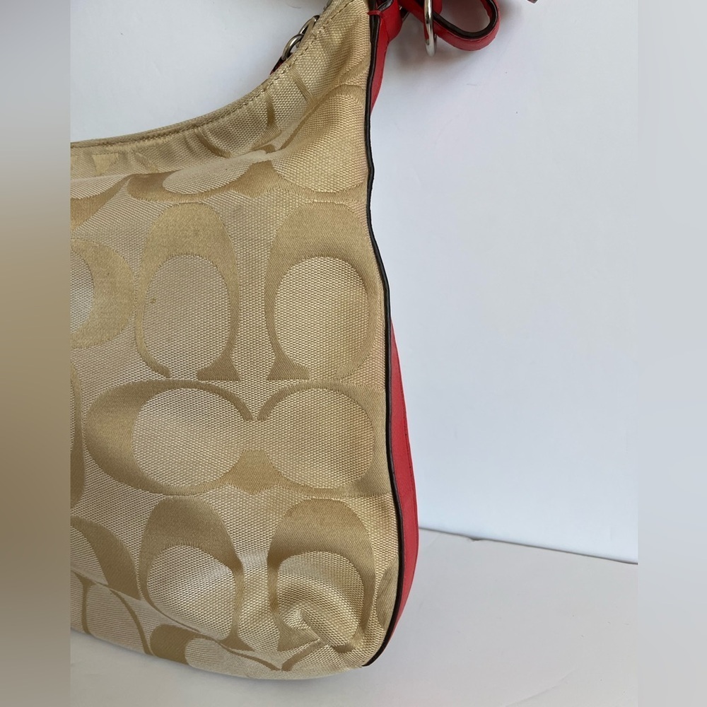 COACH Legacy Signature Courtney Hobo Bag Khaki Coral - Picture 9 of 12